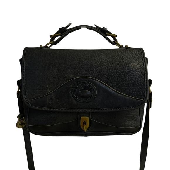 Vintage Dooney & Bourke All-Weather Leather Black Carrier Large Shoulder bag - Picture 3 of 14